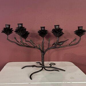 Rustic Metal Pinecone Bird 7 – Lights Candelabra